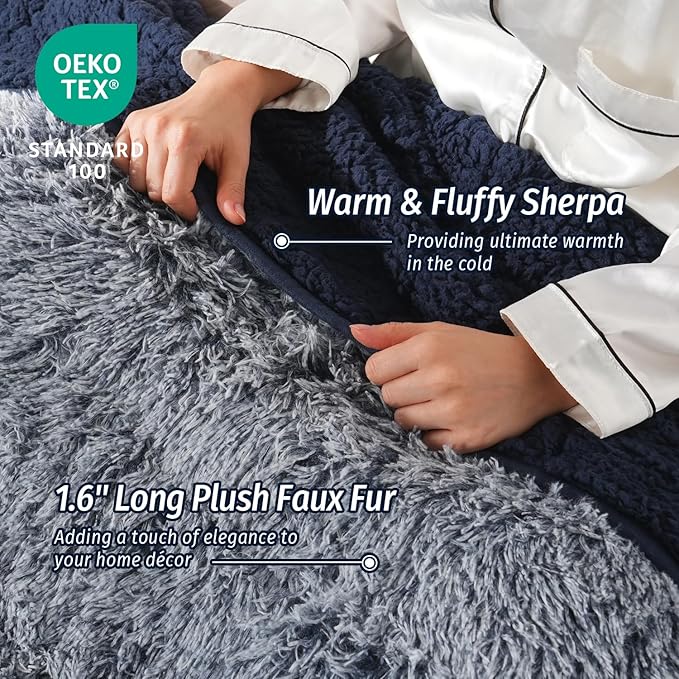 Wemore Shaggy Long Fur Faux Fur Weighted Blanket, Cozy and Plush Sherpa Long - Image 4