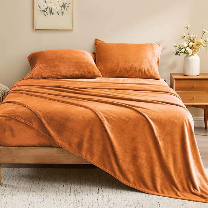 BEDELITE Flannel Sheets Queen Size Burnt Orange - Image 2