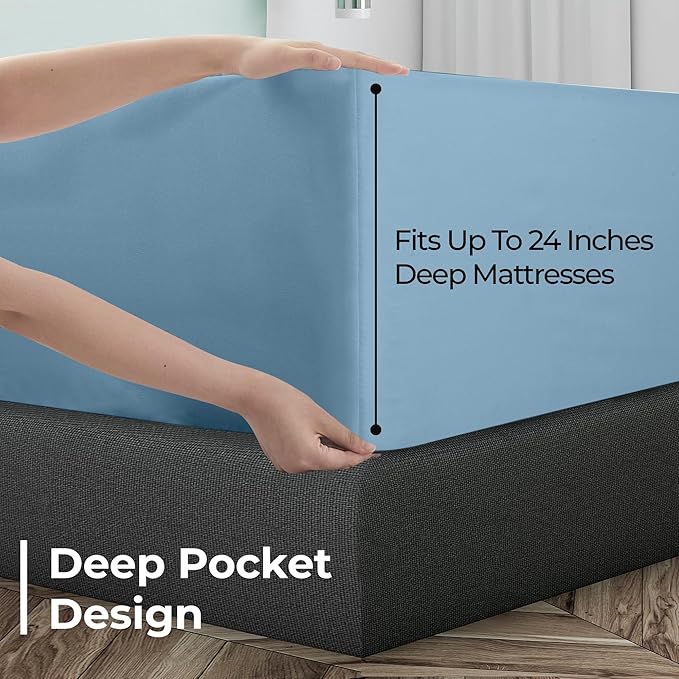 Royale Linens Extra Deep Pocket Full Fitted Sheet Only - Image 4