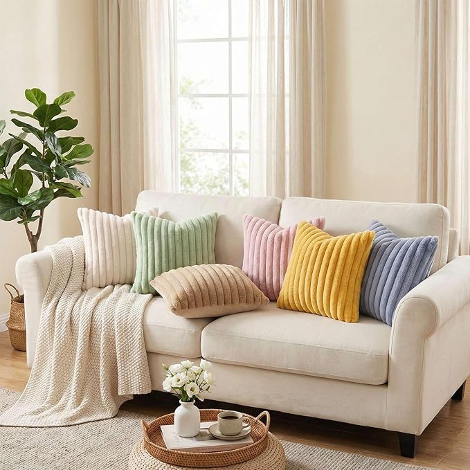 Pallene Faux Fur Plush Throw Pillow Covers 24x24 Set of 2, Luxury Soft Fluffy - Image 6