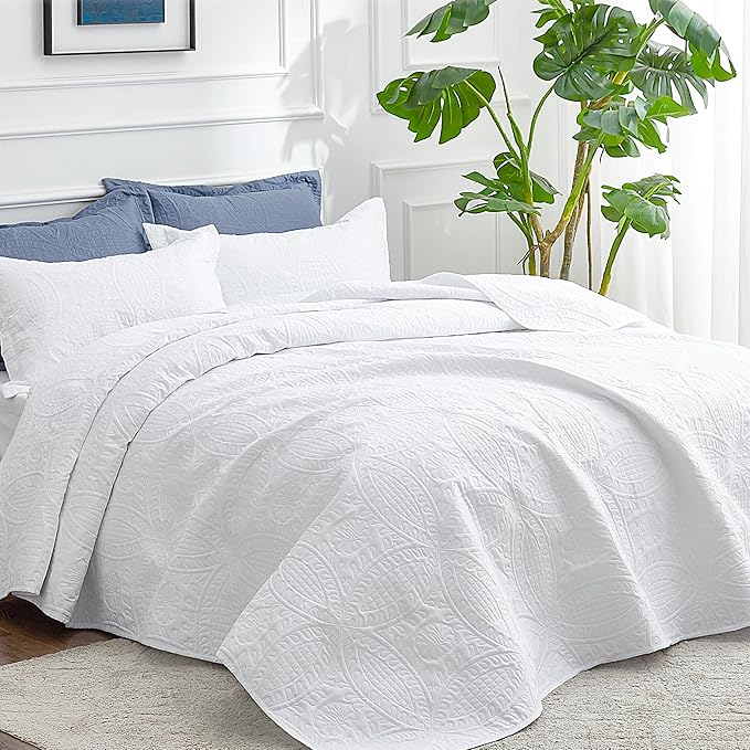 Love's cabin Quilts for Full Bed White Bedspreads Bedding Set - Image 2