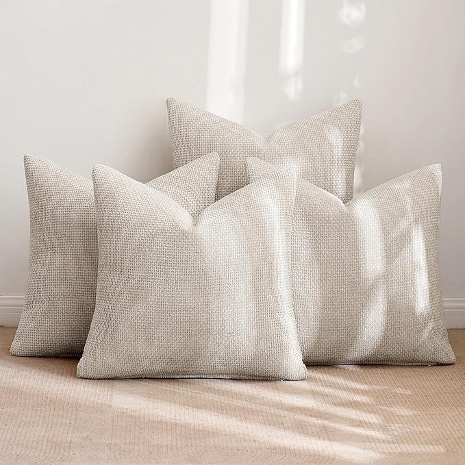 MIULEE Pack of 4 Couch Throw Pillow Covers 20x20 Inch Cream Soft Decorative - Image 3