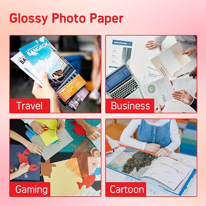 140gsm Glossy Brochure and Flyer paper Double Sided Glossy Photo Paper 100 Sheets 8.5x11 Inches for Inkjet Printer and Dye Ink Chip Bag Paper for Party Favors-DeskoryOffice