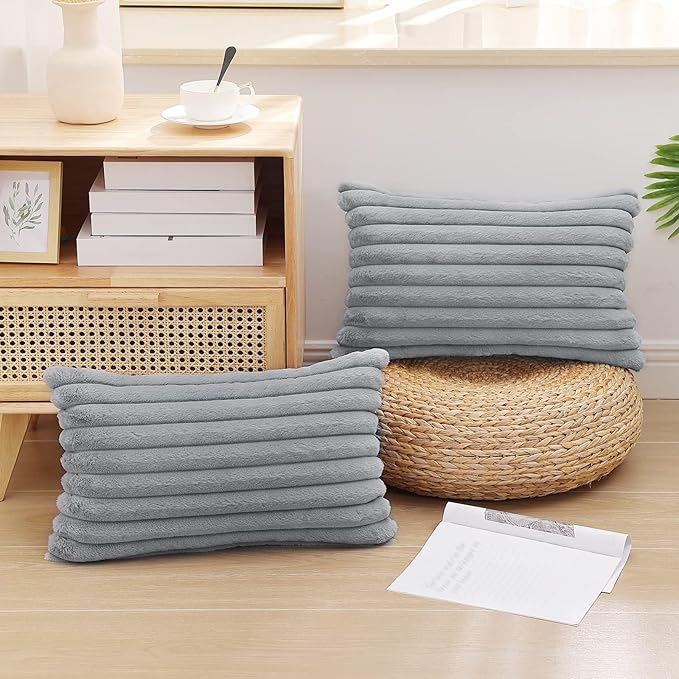 Pallene Faux Fur Plush Lumbar Throw Pillow Covers 12x20 Set of 2, Luxury Soft - Image 7