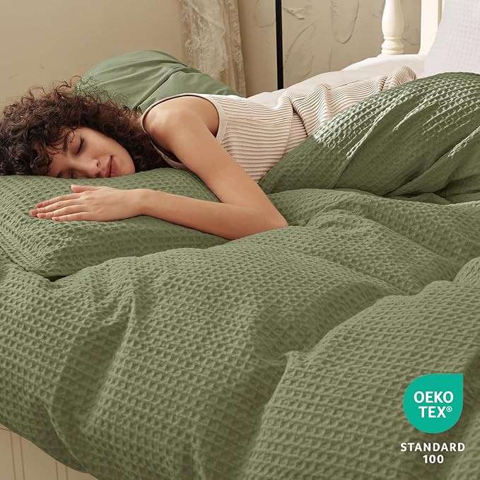 PHF Waffle Duvet Cover Set California King, No Snagging Ultra Soft Luxury - Image 2