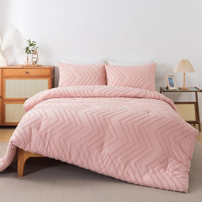 Andency Pink Comforter Set Queen, Boho Cute Girls Women Soft Fluffy Warm - Image 2