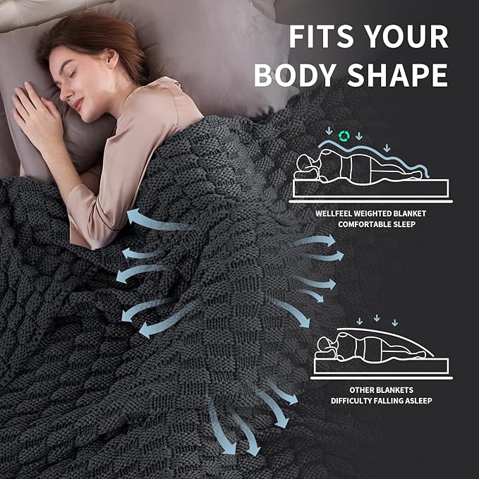 Knitted Weighted Blanket for Adult, No Beads Heavy Blanket 70” x 90'' 20lbs - Image 3