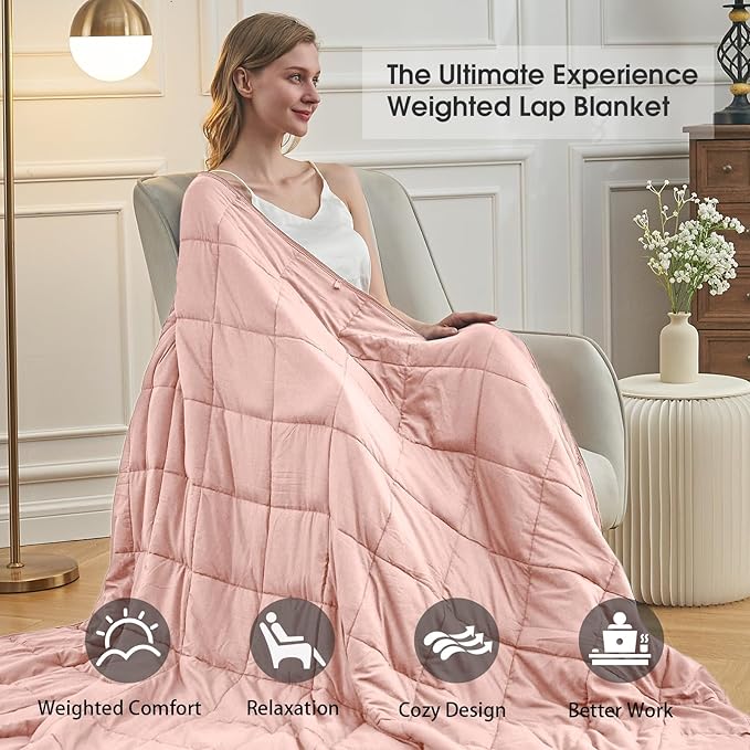 Pink Weighted Blanket for Adults 25lbs, Cal King Cooling Heavy Throw Blanket - Image 2