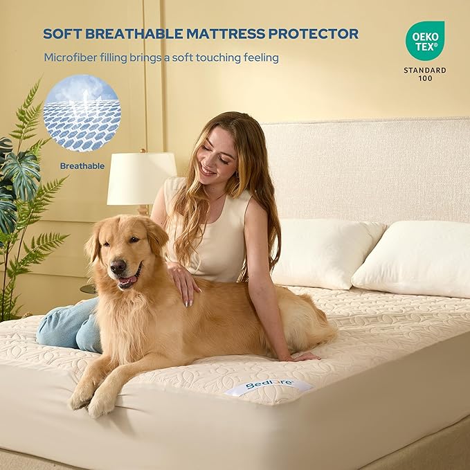 BEDLORE Waterproof Mattress Protector, Queen Size Noiseless Mattress Pad - Image 3