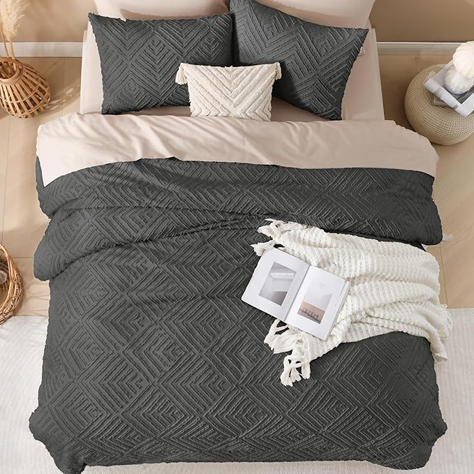 Andency Dark Grey Oversized King Comforter 128''x120'', 3 Pieces Dark Gray Soft - Image 7