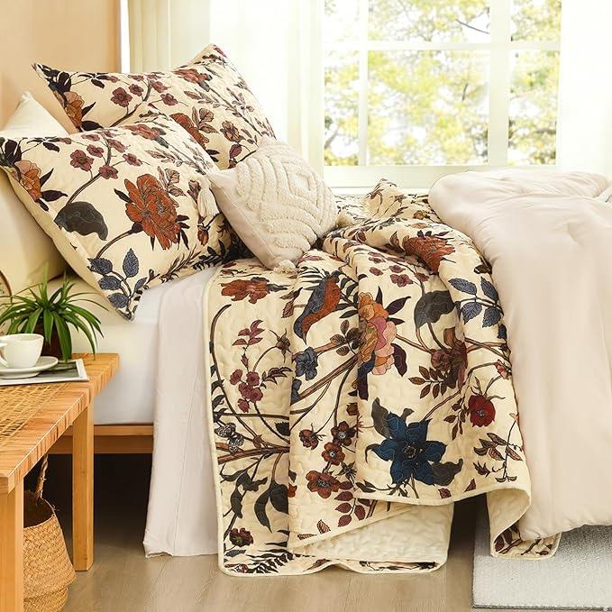 Litanika Floral Beige Quilt California King Size - Image 2