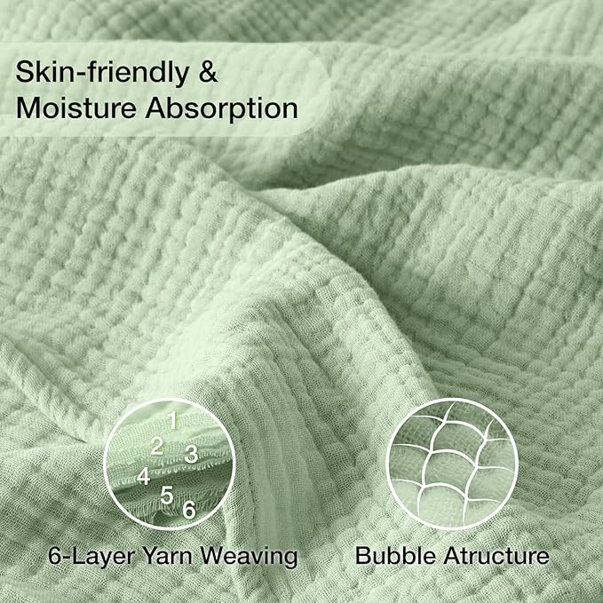 100% Cotton Muslin Blanket Large 50" x 70", 6 Layers Breathable and Lightweight - Image 4