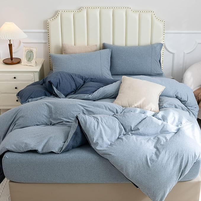PURE ERA Jersey Knit Duvet Cover Set 100% T-Shirt Cotton Super Soft Comfy 3pc - Image 6