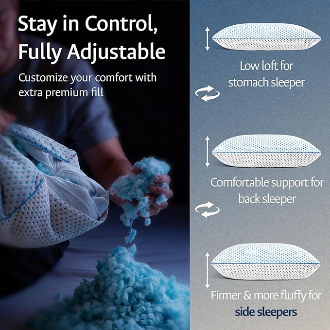 Cooling Gel Memory Foam Pillows Queen Size Set of 2 - Image 2