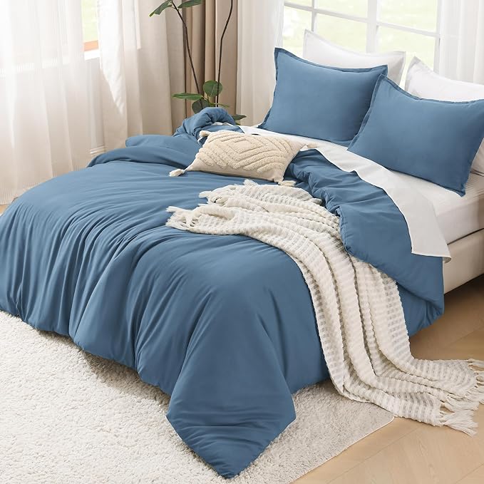 Litanika Comforters Queen Size Ocean Blue, 3 Pieces Lightweight Solid Bedding - Image 4