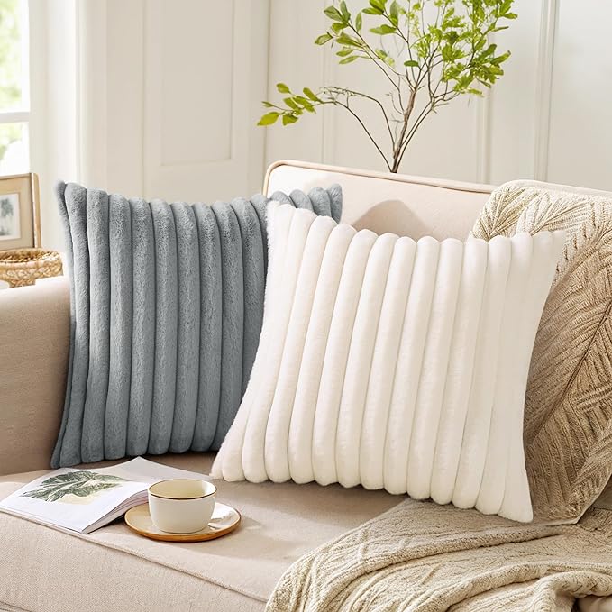 Pallene Faux Fur Plush Throw Pillow Covers 18x18 Set of 2, Luxury Soft Fluffy - Image 5