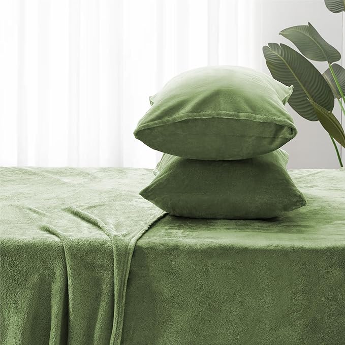 BEDELITE Flannel Sheets Queen Size Sage Green - Image 7