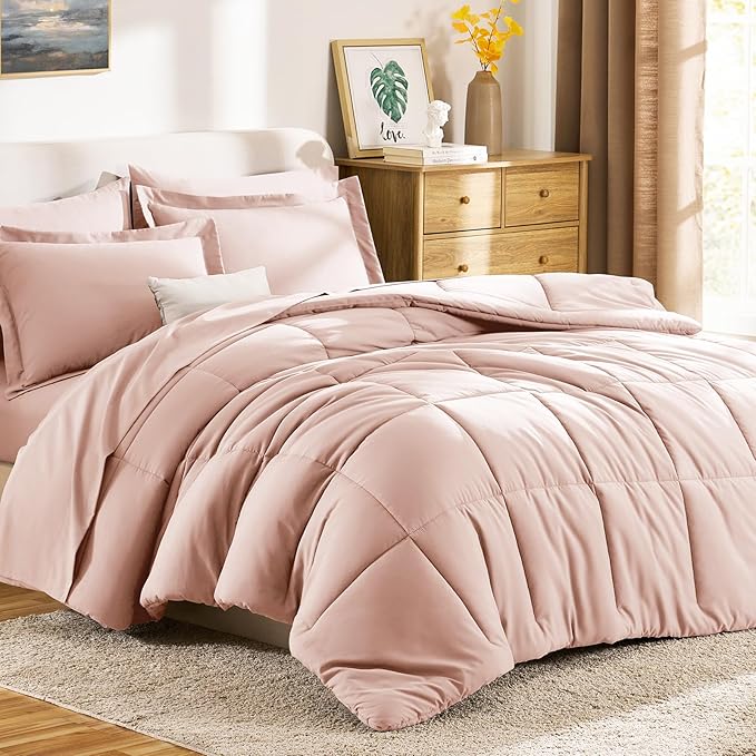 CozyLux King Size Comforter Set Blush Pink - Image 9