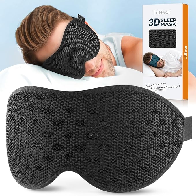 LitBear Breathable Sleep Mask, 3D Eye Mask Sleep by LitBear