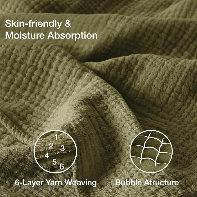 100% Cotton Muslin Blanket 50" x 60", Breathable and Lightweight Cotton Throw - Image 3