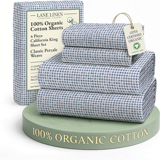 LANE LINEN 100% Organic Cotton Printed California King Size Bedding Sheets & by LaneLinen