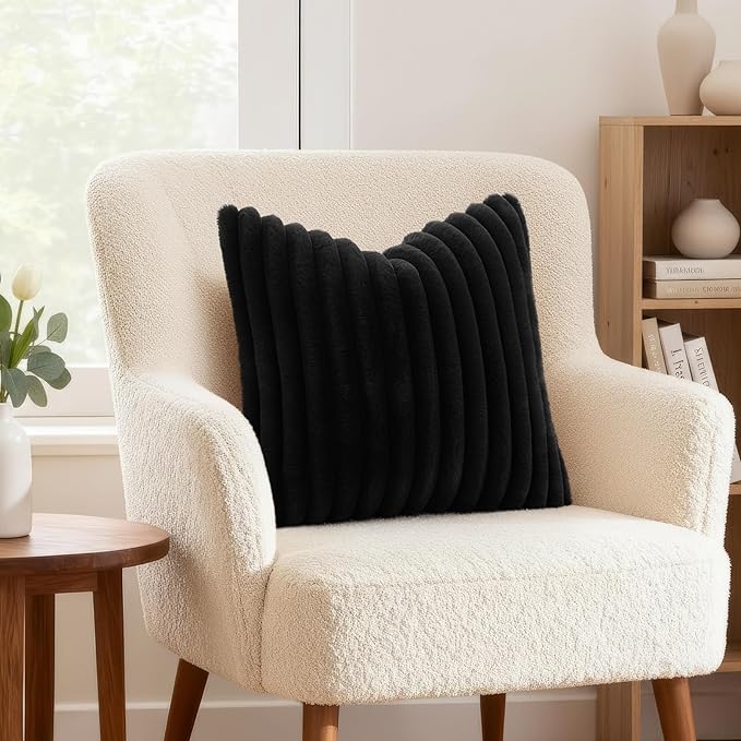decorUhome Cozy Faux Fur Throw Pillow Covers 26x26 Set of 2 Decorative Soft - Image 4