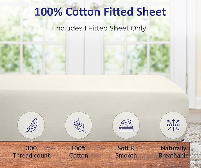 ROYALE LINENS 300 Thread Count 100% Long Staple Combed Cotton Fitted Sheet Twin - Image 3