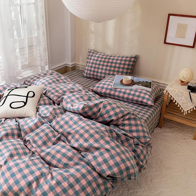 mixinni Plaid Duvet Cover Set Twin Purple - Image 6