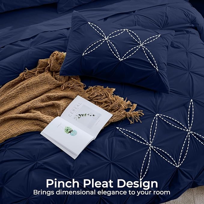 Sasttie Twin Comforter Set, 5-Piece Bed in a Bag, Pintuck Bedding Sets - Image 4