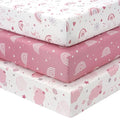 Baby Mini Crib Sheets Girl, Portable 38”x26” Pack and Play Sheets Fitted by FIEMOL