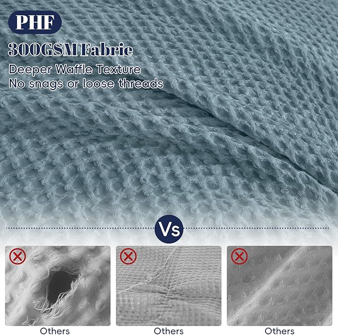 PHF Waffle Duvet Cover Set King Size, No Snagging Ultra Soft Luxury Textured - Image 3