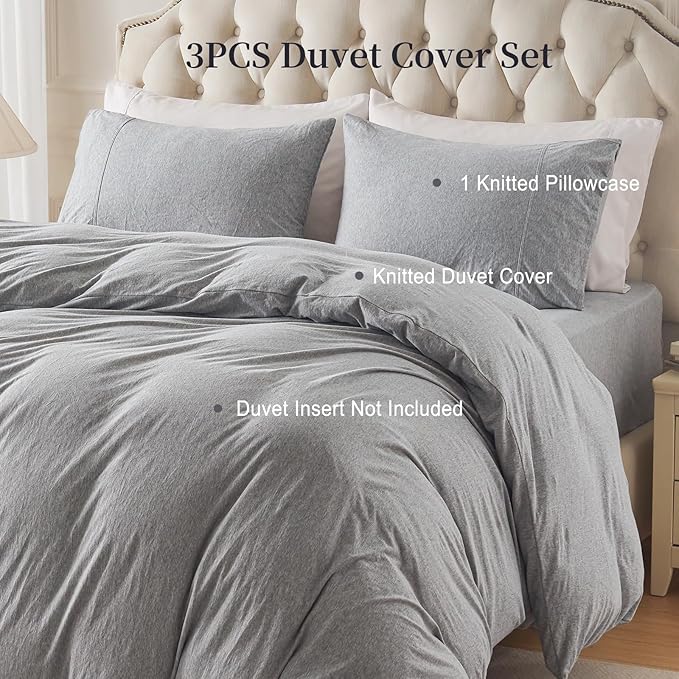 PURE ERA Jersey Knit Duvet Cover Set 100% T-Shirt Cotton Super Soft Comfy 2pc - Image 4