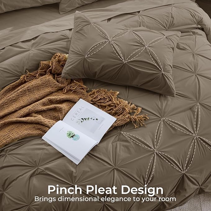 Sasttie Twin XL Comforter Set, 5-Piece Bed in a Bag, Pintuck Bedding Sets - Image 4