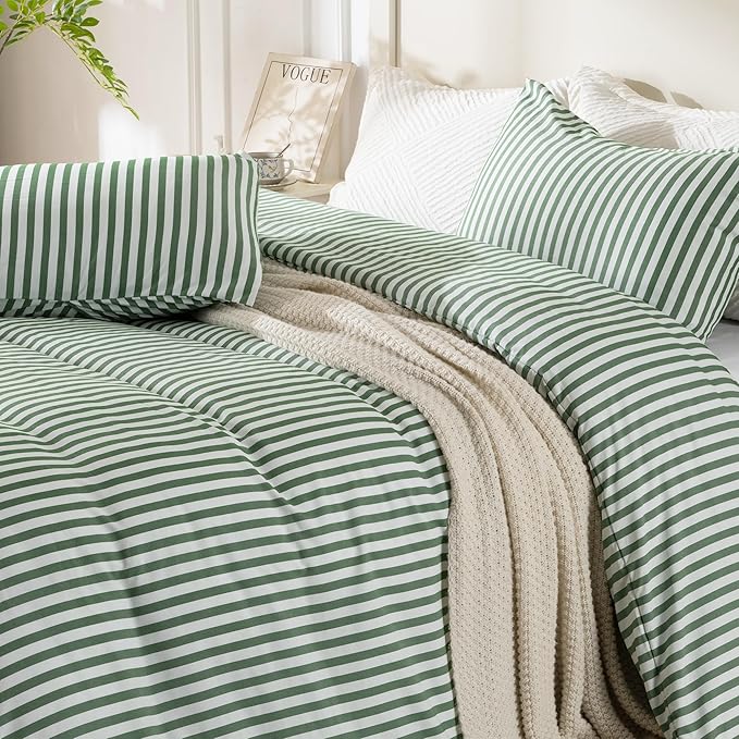 ROSE&RISY Green Queen Duvet Cover Set, 3 Pieces Soft Bedding Queen Set - Image 3