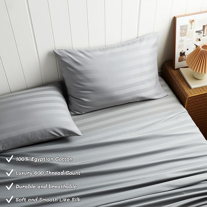 Cotton Flat Sheets Only, 600 TC 100% Cotton Flat Sheet Top Sheet Only, Twin - Image 2