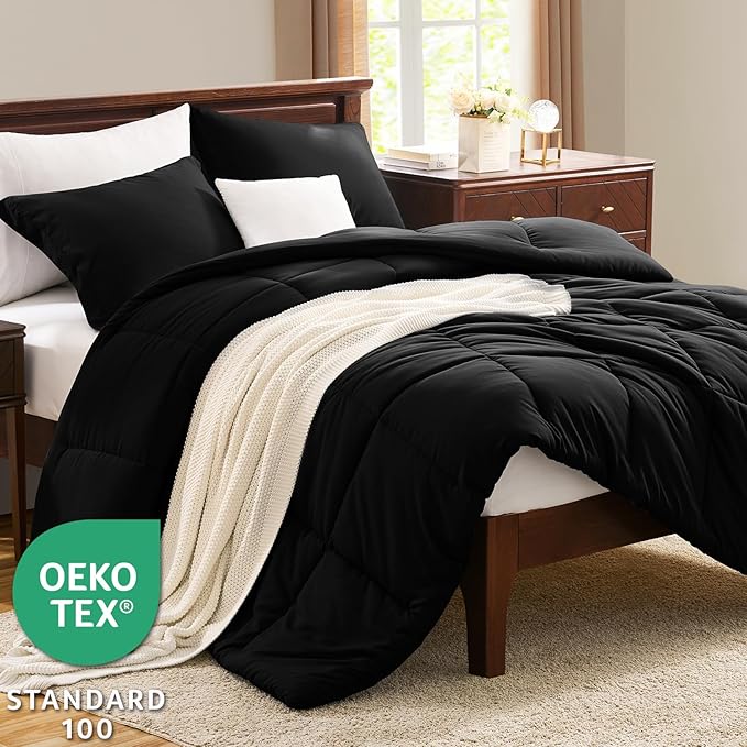 CozyLux Twin/Twin XL Comforter Set Black - Image 3