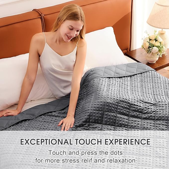 Grey Weighted Blanket for Adults 15lbs, Twin Full Size Cooling Minky Heavy - Image 3