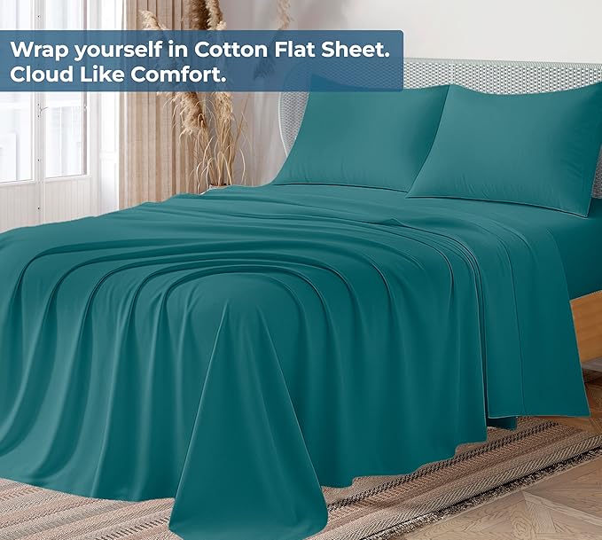 Royale Linens 100% Organic Cotton Twin Flat Sheet Only - Image 2