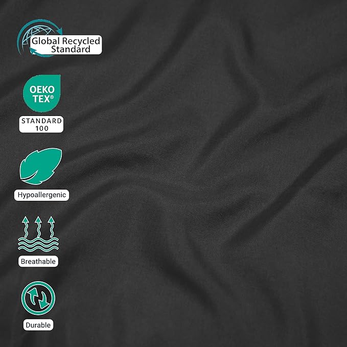 ZPECC Queen Flat Sheet Only 1 Pack, Durable Black Top Bed Sheets Hypoallergenic - Image 2
