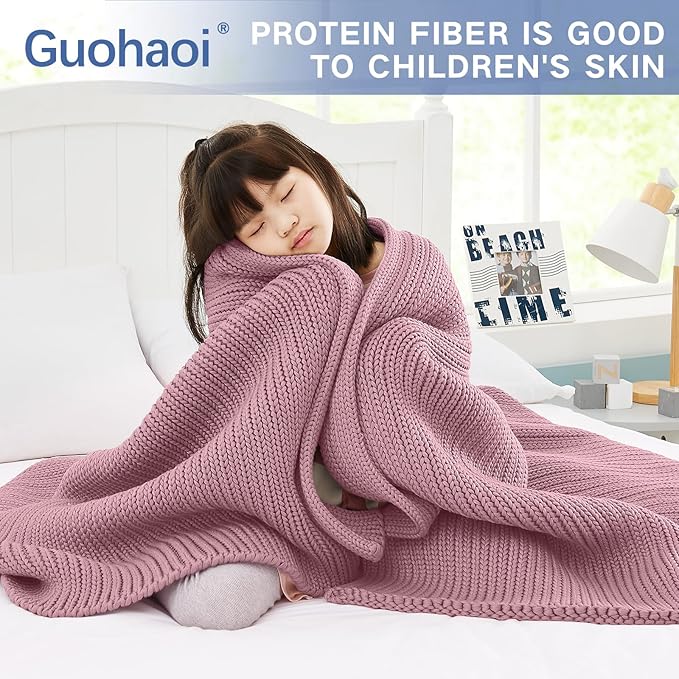 Guohaoi Knitted Weighted Blanket Kids No Beads Cooling Heavy Blanket, Home - Image 8