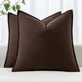 MIULEE Decorative Linen Pillow Covers 20x20 Inch Dark Brown Boho Farmhouse by MIULEE