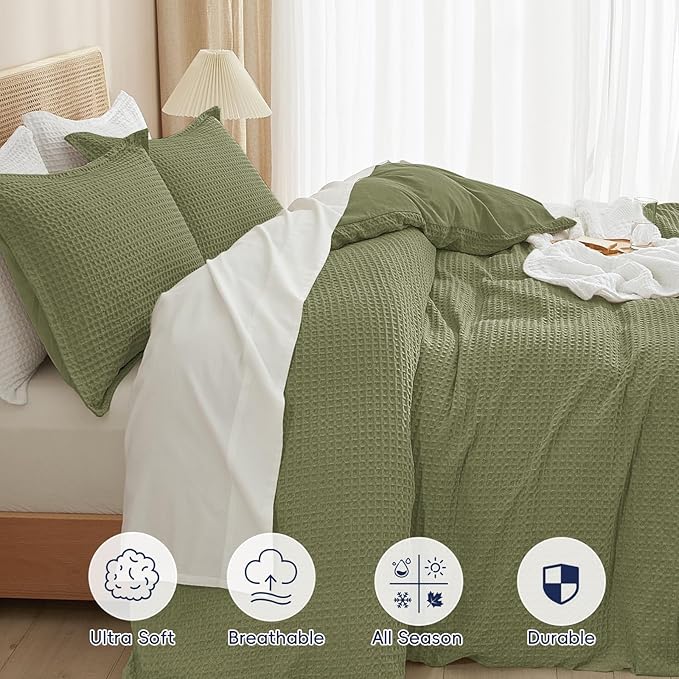 PHF Waffle Duvet Cover Set California King, No Snagging Ultra Soft Luxury - Image 4