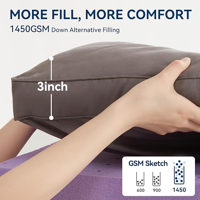 BDEUS Dual Layer 5 Inch Memory Foam Mattress Topper Full Size, 2 Inch Gel - Image 4
