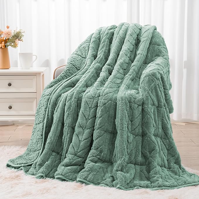 Wemore Jacquard Fleece Weighted Blanket Queen Size 60" x 80" 15lbs, Ultra Soft by WemoreDirect