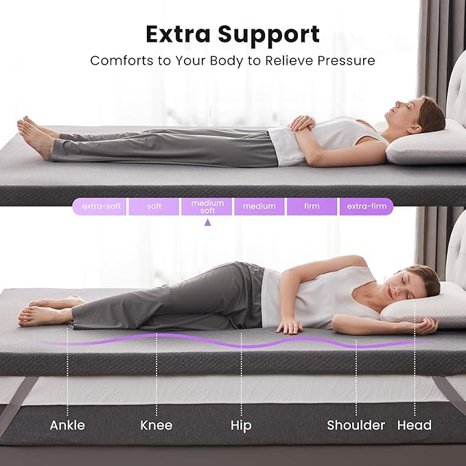 SINWEEK 3 Inch Gel Memory Foam Mattress Topper Twin XL Size - Image 2