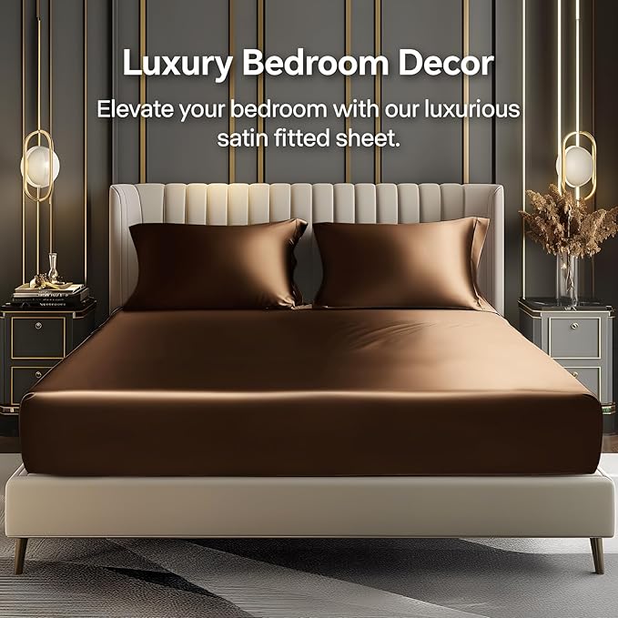 BEDELITE Satin Fitted Sheet and Pillowcase Set, Luxury Soft Similar to Silk - Image 2