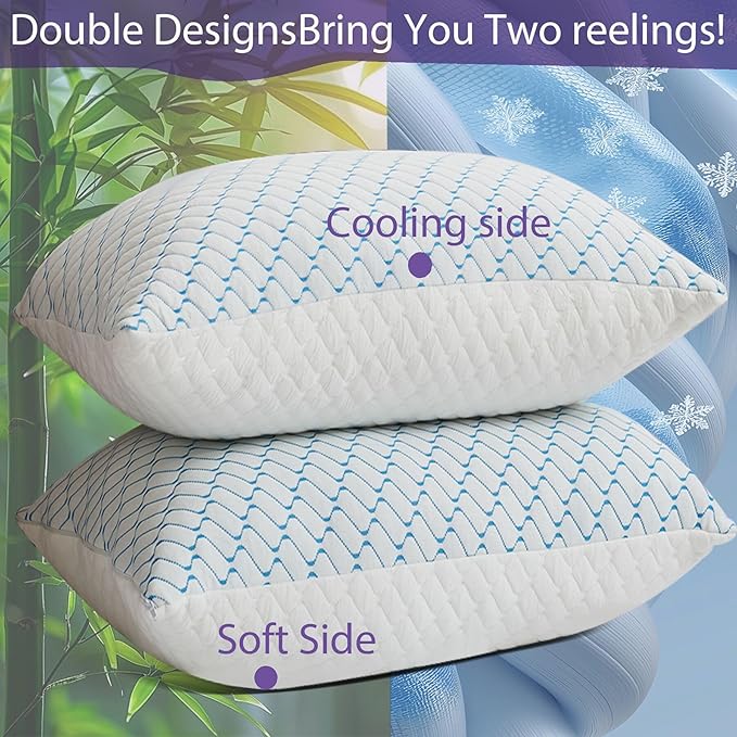 VAINOC Memory Foam Pillows Standard Size Set of 2, Adjustable Cooling Firm - Image 8