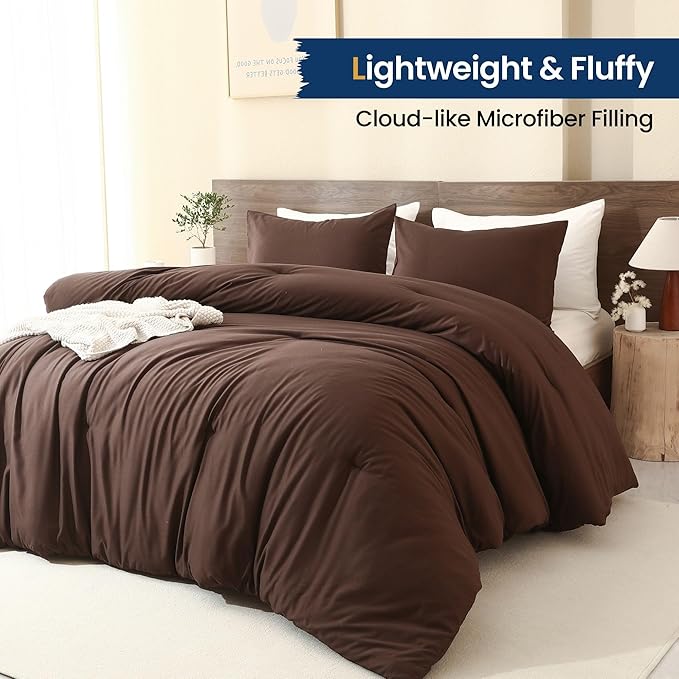Paxrac Earthy Brown Comforter Queen Size, Neutral 3 Pieces Comforter Set - Image 3