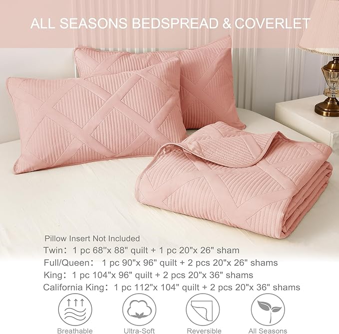 Exclusivo Mezcla King Quilt Set- Blush Pink Quilts Bedding Set - Image 6