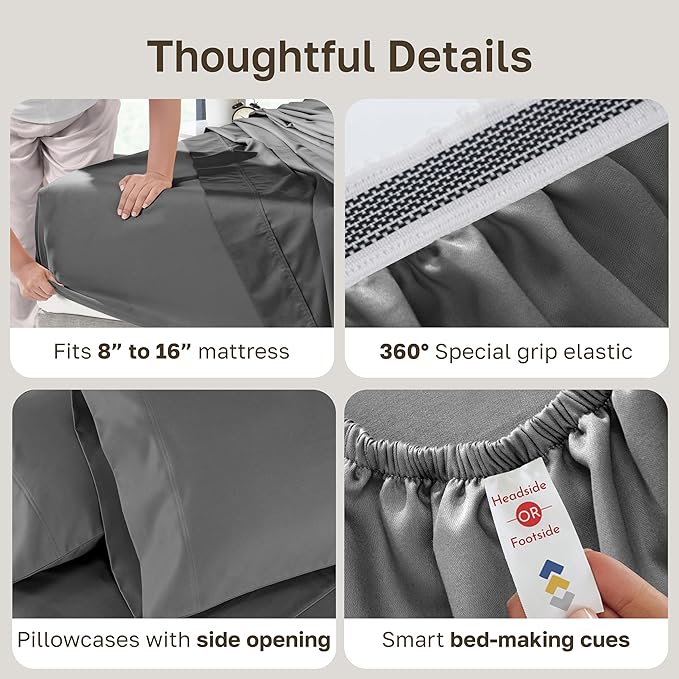 California Design Den Luxury 100% Cotton Sheets King Size Sheet Set - Image 5
